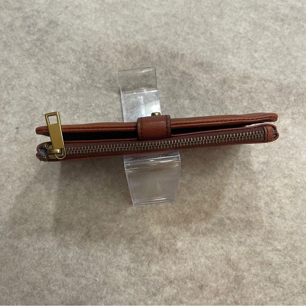 Fossil Lainie Multifunction Brown Pebbled Leather Long Wallet